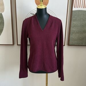 Prana Burgundy/Wine V-Neck Sweater Sz L EUC